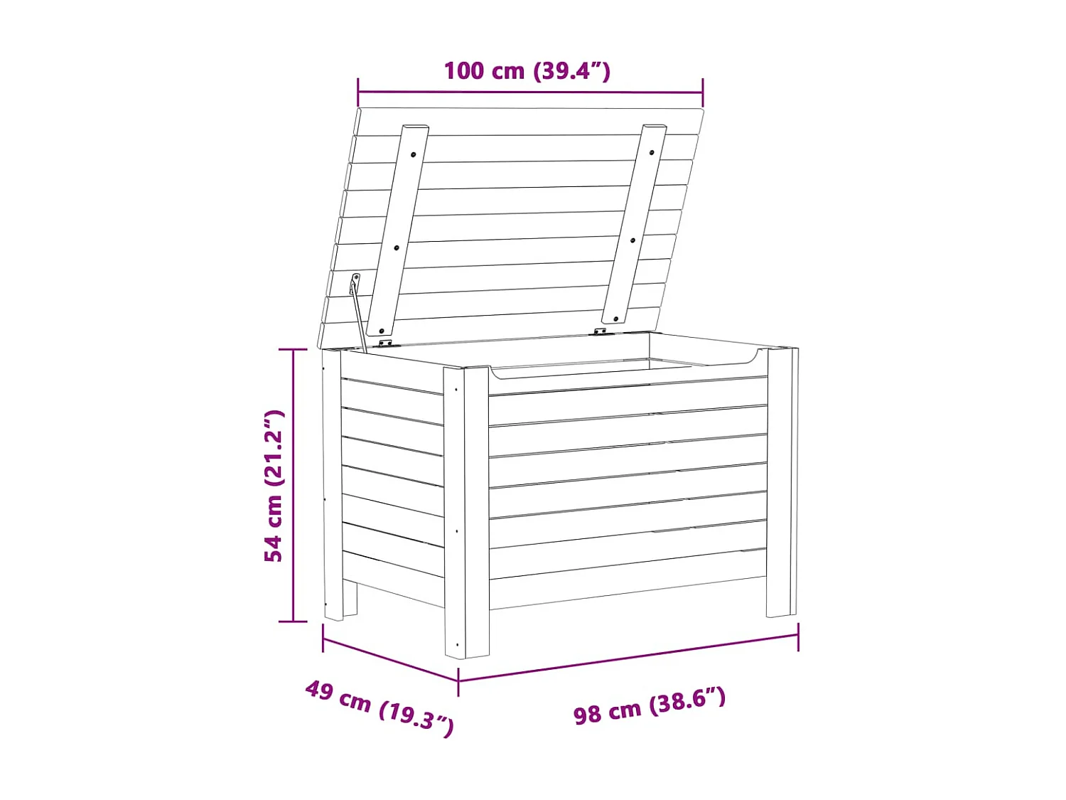 Boîte de rangement avec couvercle RANA bois massif de pin