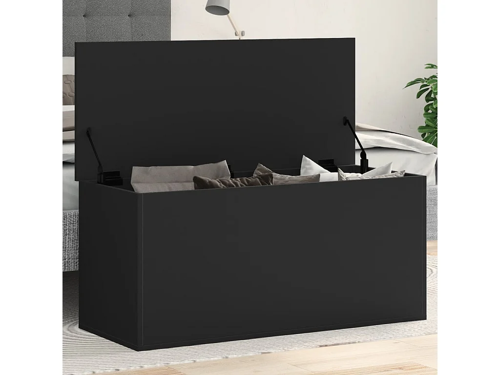 Scatola portaoggetti nera 100x42x46 cm in derivati del legno