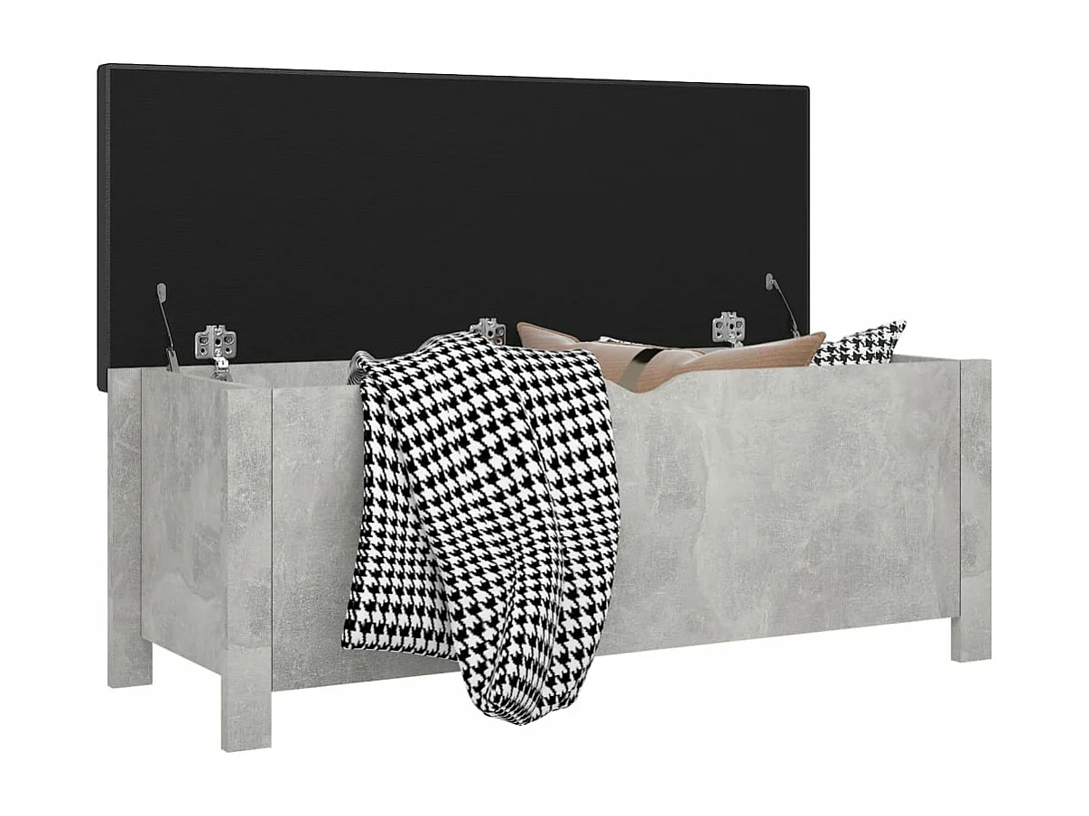 Boîte de rangement avec coussin Gris béton Bois d'ingénierie