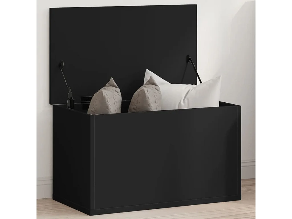 Boîte de rangement noir 60x35x35 cm bois d'ingénierie