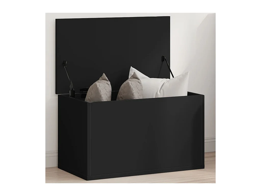 Scatola portaoggetti nera 60x35x35 cm in derivati del legno