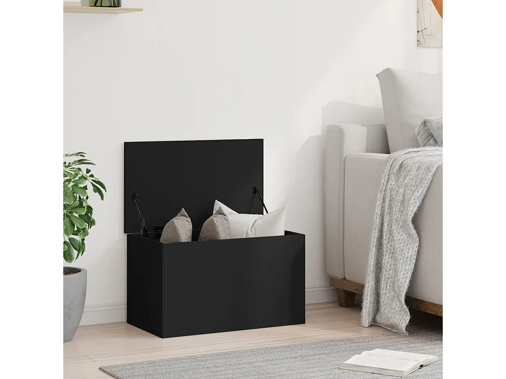 Boîte de rangement noir 60x35x35 cm bois d'ingénierie