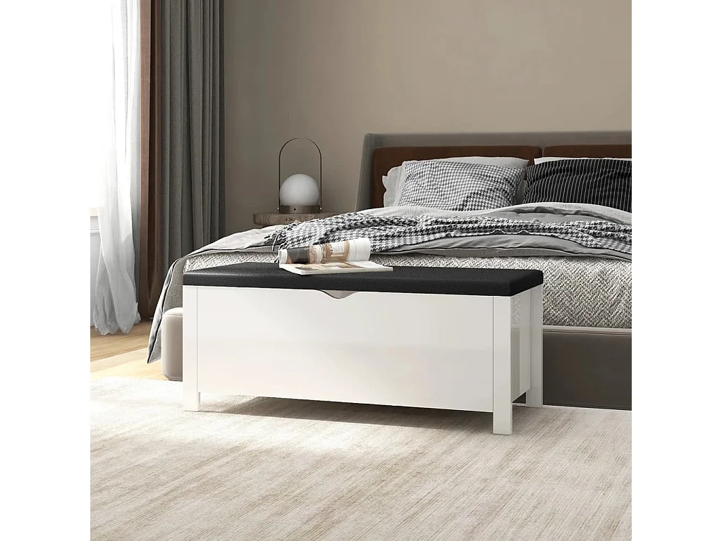 Kissen-Aufbewahrungsbox, glänzend weiß, 105 x 40 x 45 cm, Spanplatte