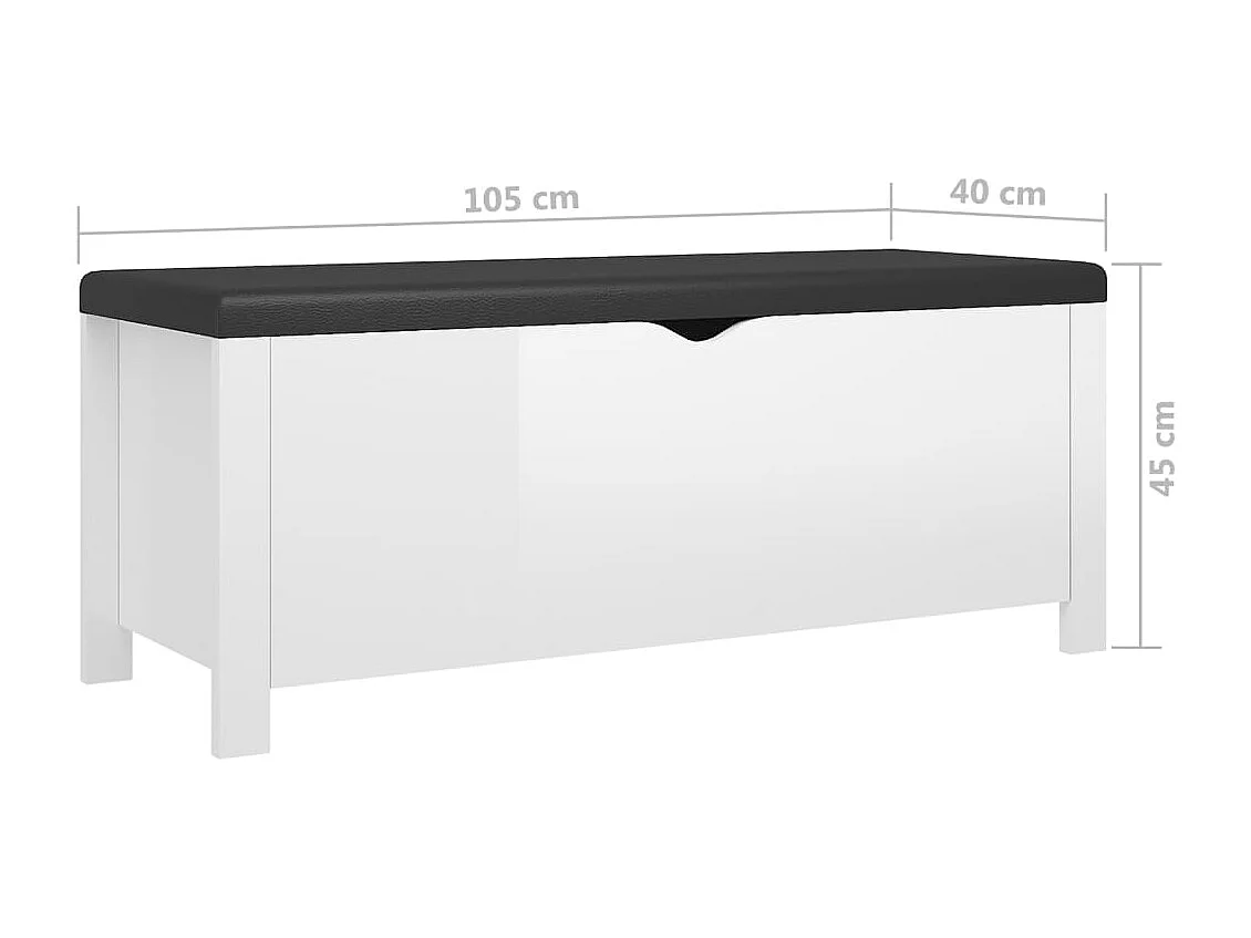 Kissen-Aufbewahrungsbox, glänzend weiß, 105 x 40 x 45 cm, Spanplatte