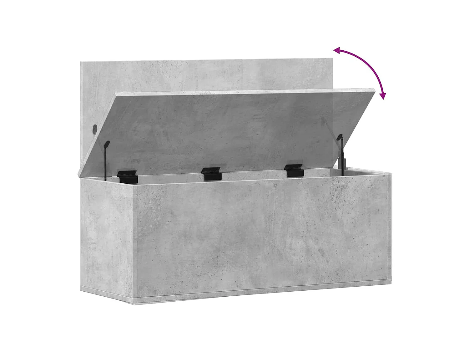 Baule portaoggetti grigio cemento 90x35x35 cm in derivati del legno