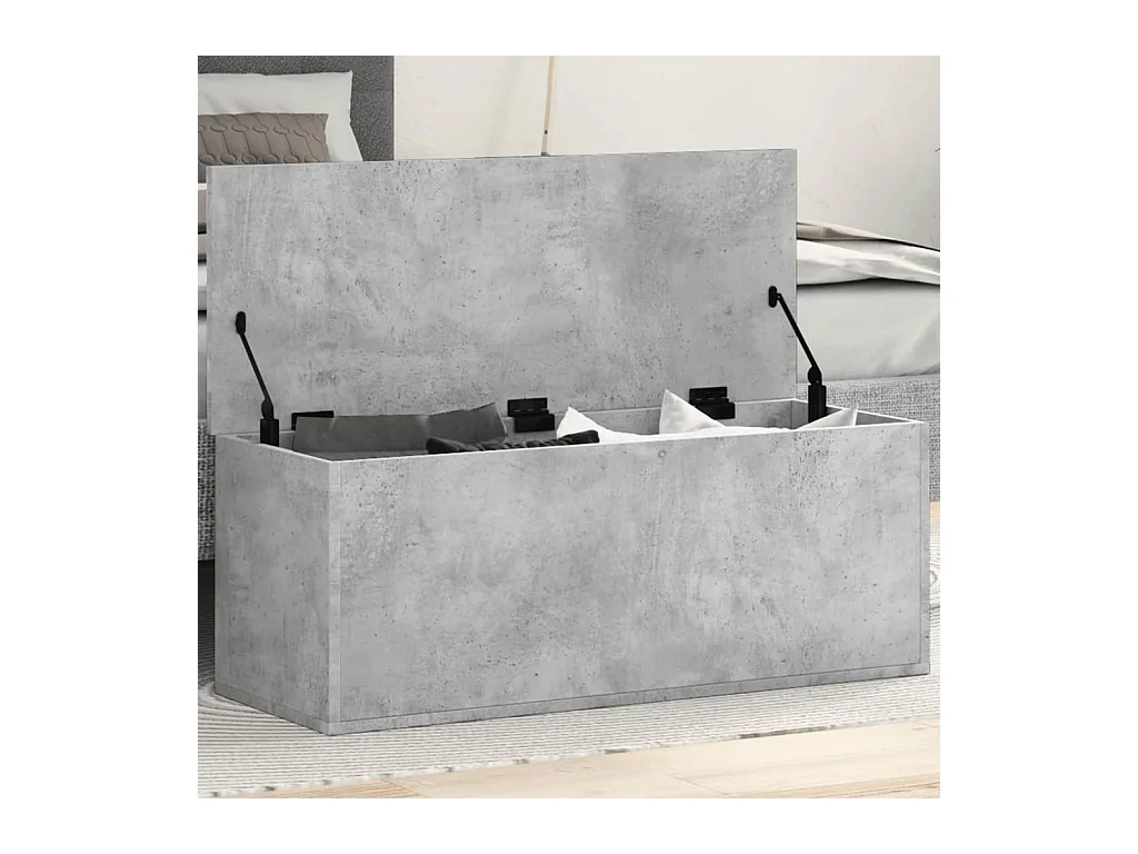 Boîte de rangement gris béton 90x35x35 cm bois d'ingénierie