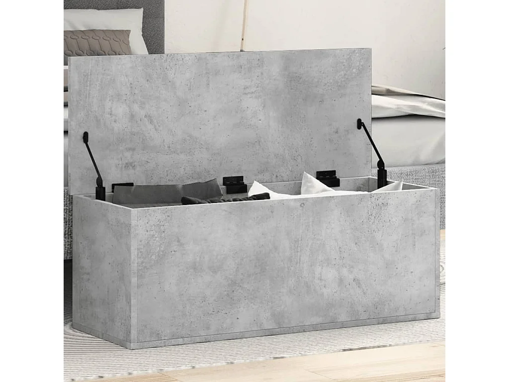 Betongrijze opbergdoos 90x35x35 cm samengesteld hout