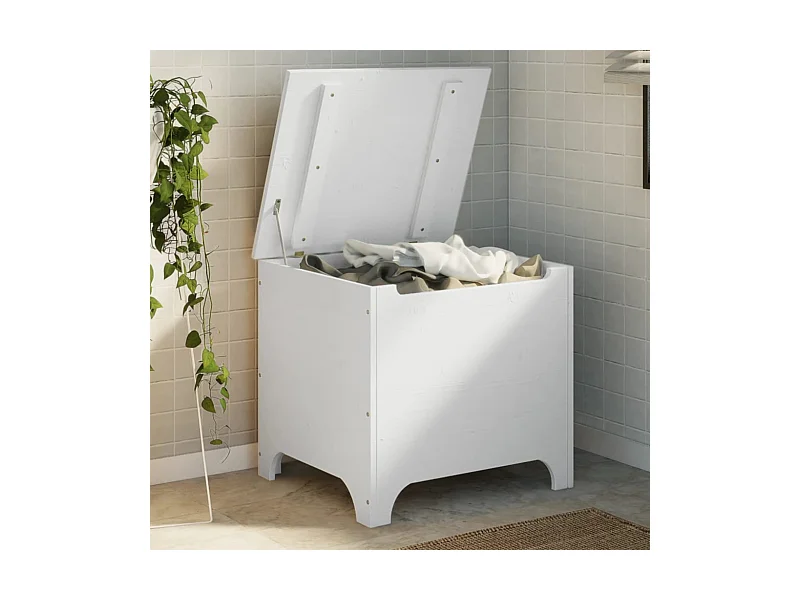 Caixa de arrumação com tampa RANA madeira maciça de pinho branco