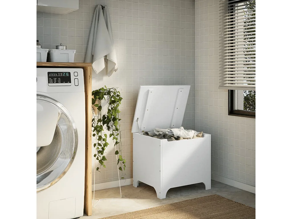 Boîte de rangement avec couvercle RANA blanc bois massif de pin