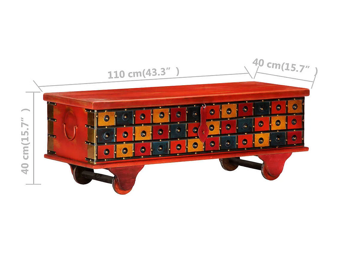 Caja de almacenamiento roja 110x40x40 cm Madera maciza de acacia
