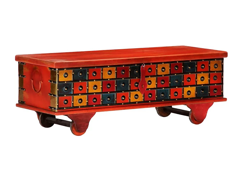 Caja de almacenamiento roja 110x40x40 cm Madera maciza de acacia