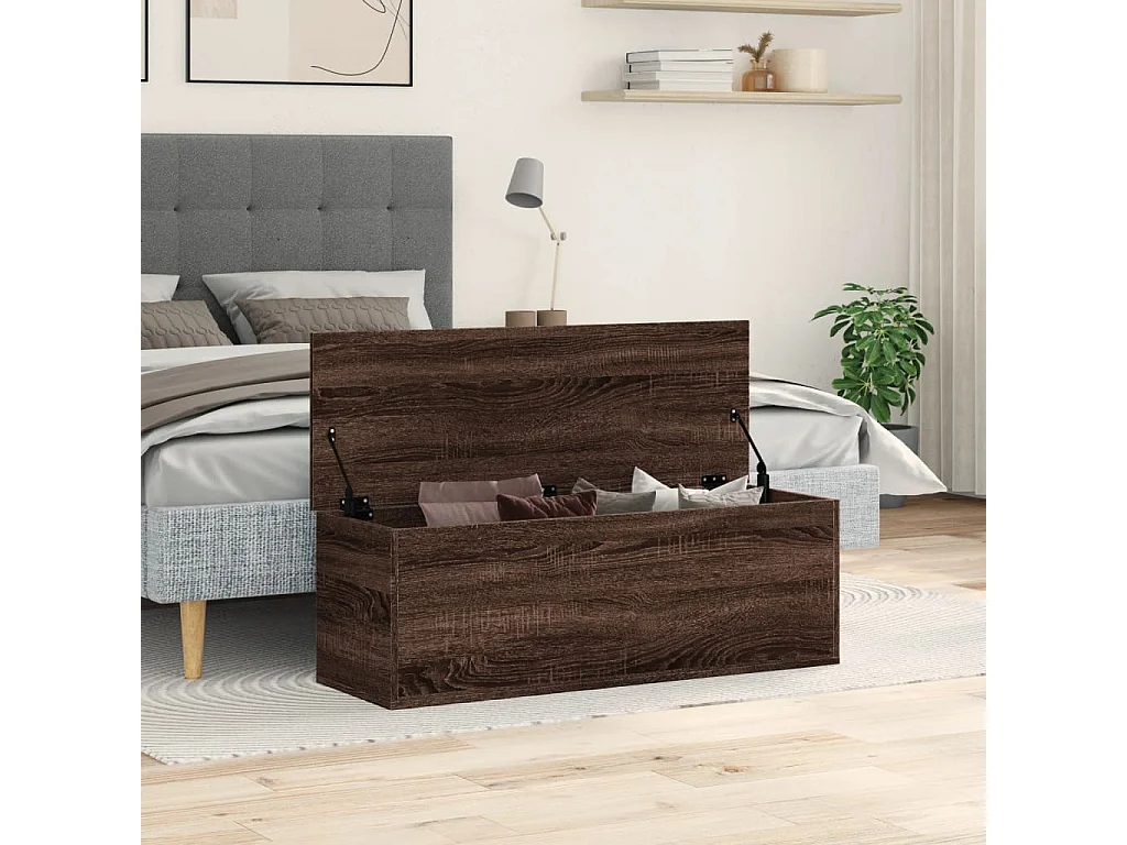 Scatola portaoggetti in rovere marrone 102x35x35 cm in derivati del legno