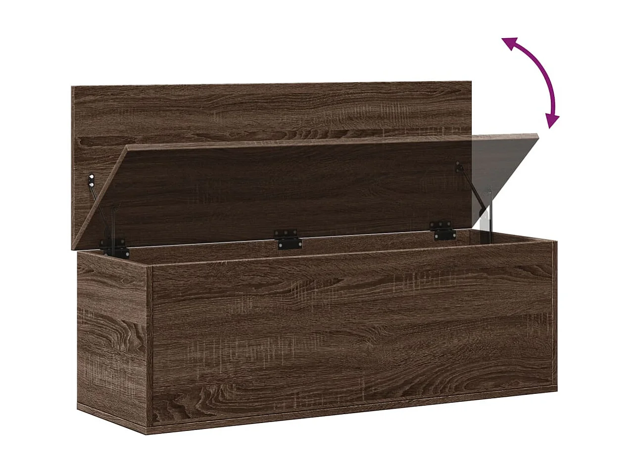 Scatola portaoggetti in rovere marrone 102x35x35 cm in derivati del legno