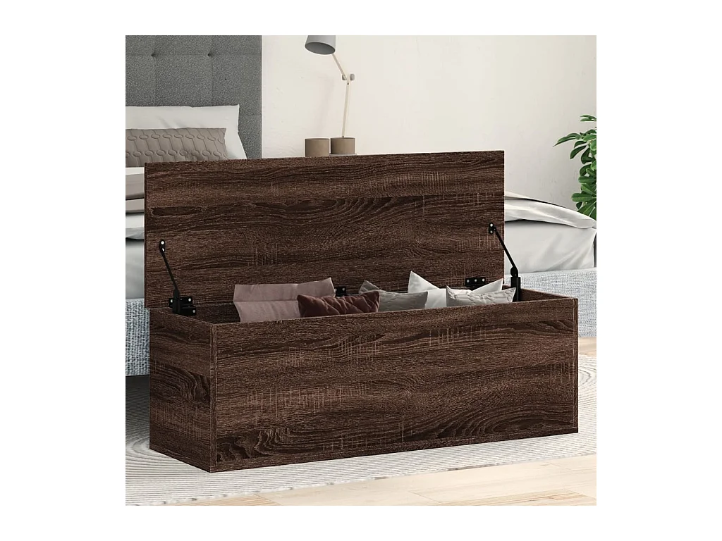 Aufbewahrungsbox aus brauner Eiche, 102 x 35 x 35 cm, Holzwerkstoff