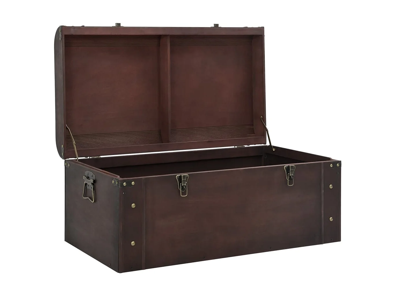 Baú do tesouro com travas de madeira compensada marrom escuro