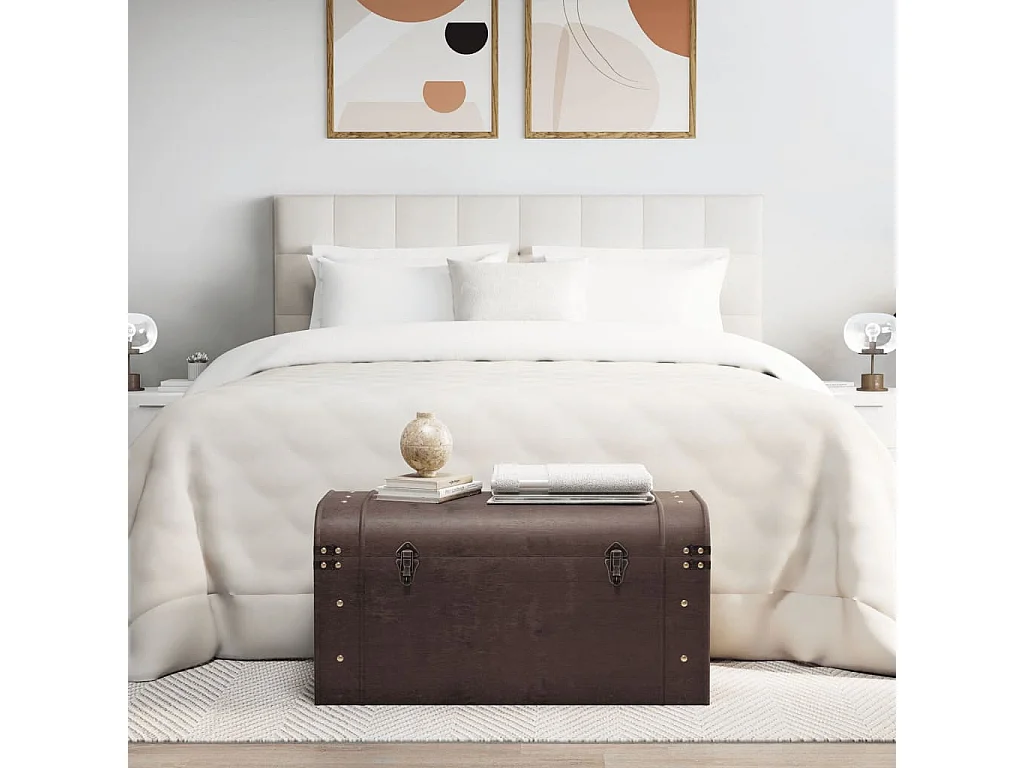 Coffre à trésors avec loquets marron foncé contreplaqué