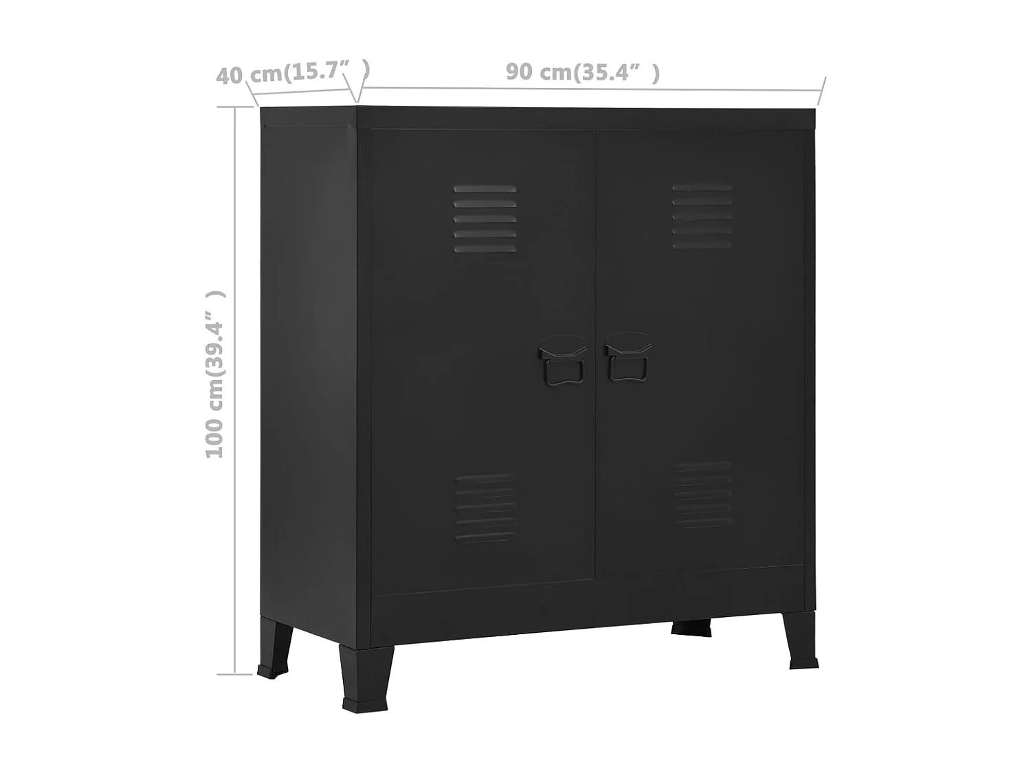 Contenitore industriale Nero 90x40x100 cm Acciaio