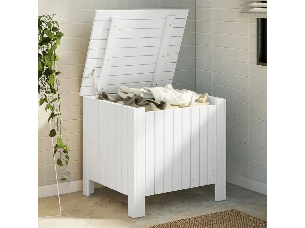 Boîte de rangement avec couvercle RANA blanc bois massif de pin