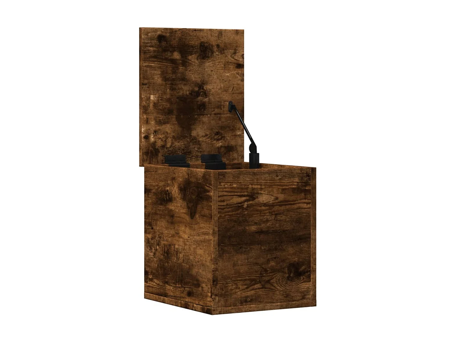 Boîte de rangement chêne fumé 30x35x35 cm bois d'ingénierie