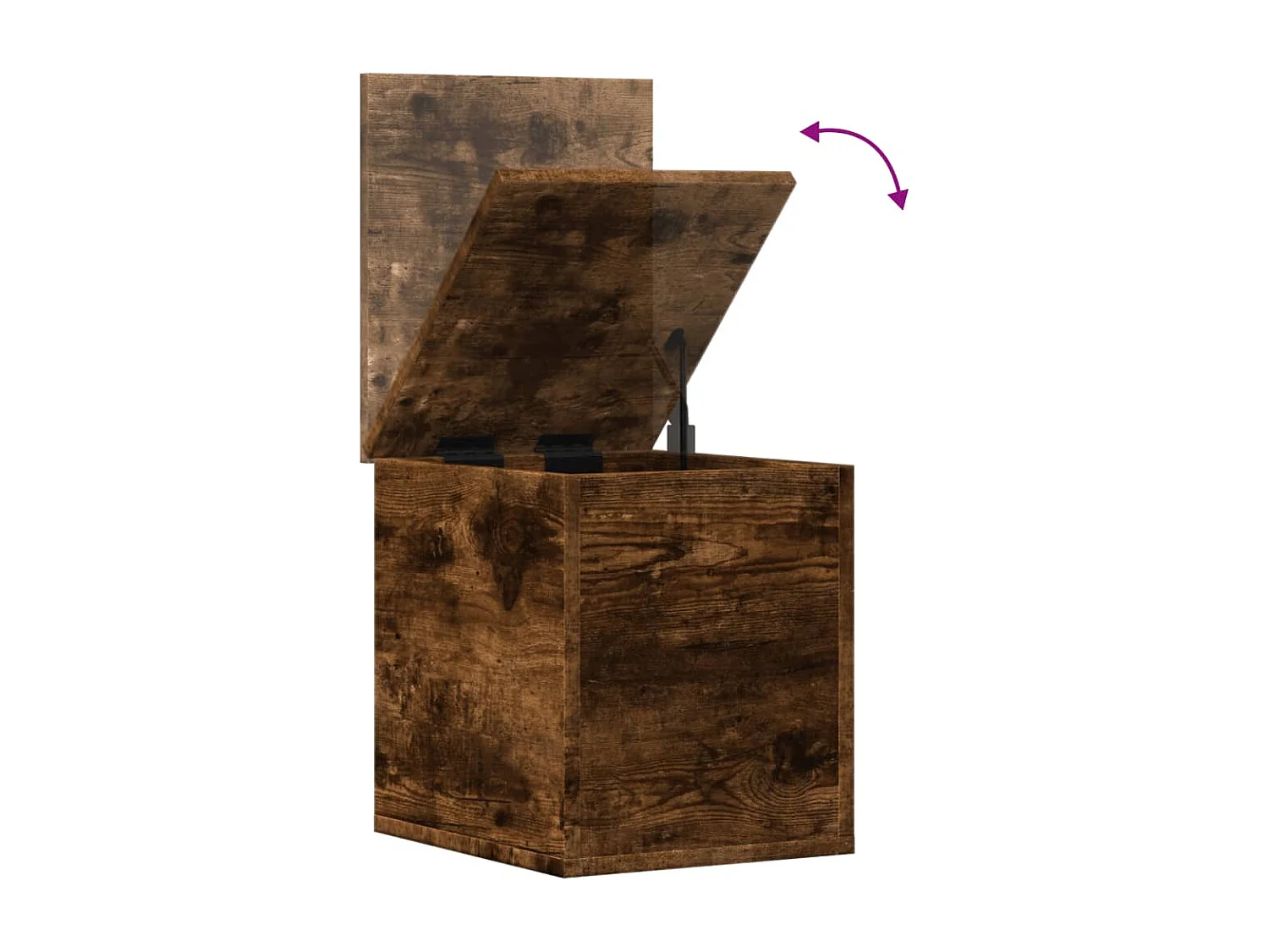 Boîte de rangement chêne fumé 30x35x35 cm bois d'ingénierie