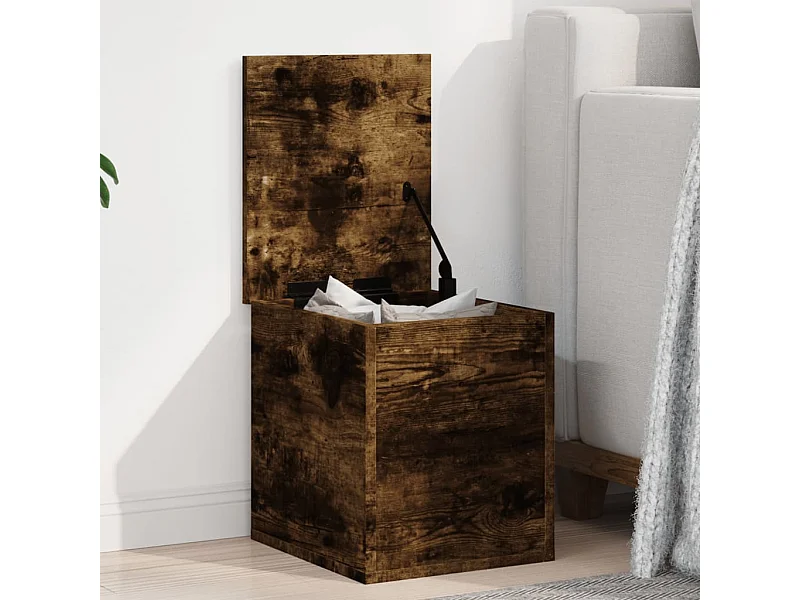 Boîte de rangement chêne fumé 30x35x35 cm bois d'ingénierie