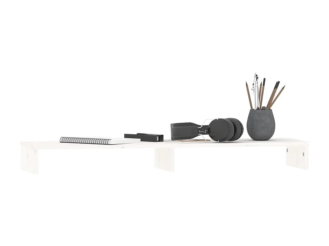 Support de moniteur Blanc 100x27x10 cm Bois de pin solide