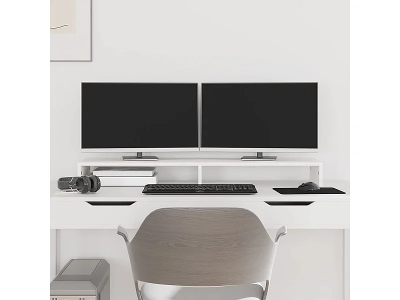 Support de moniteur Blanc 100x27x10 cm Bois de pin solide