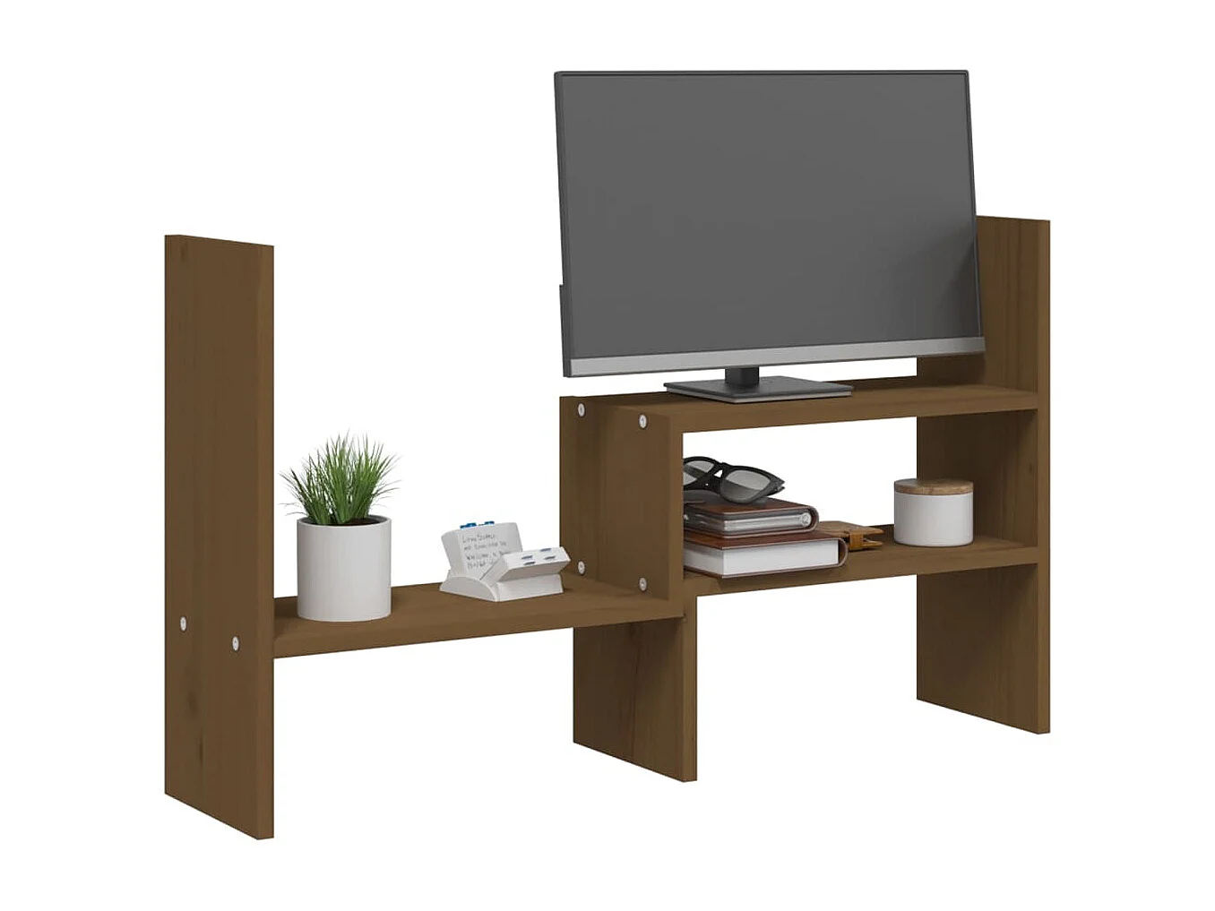 Suporte para monitor Castanho mel (39-72)x17x43 cm Madeira de pinho