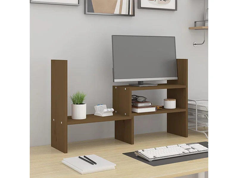 Support de moniteur Marron miel (39-72)x17x43 cm Bois de pin