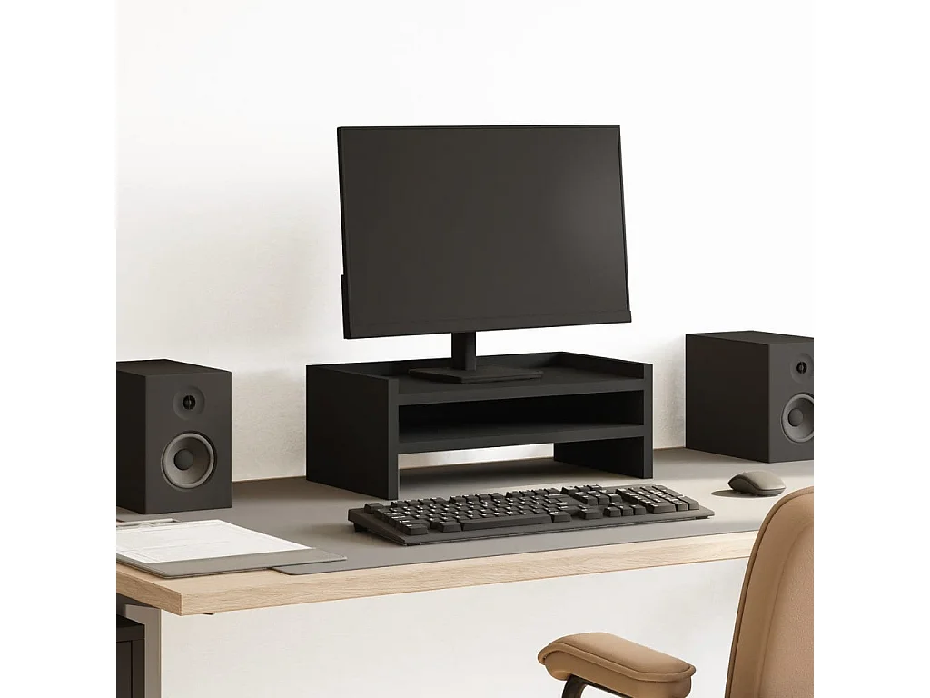 Support de moniteur noir 42x24x16 cm bois d'ingénierie
