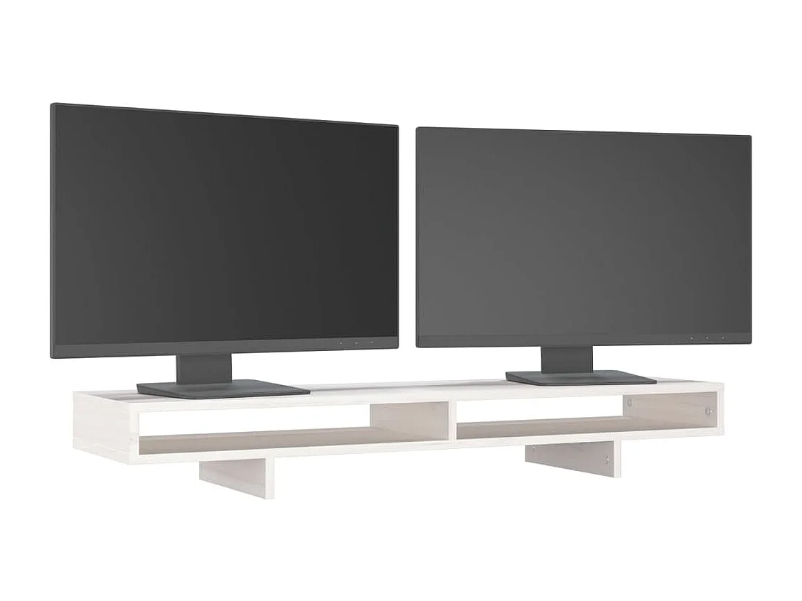 Suporte para monitor Branco 100x27x14 cm Madeira maciça de pinho