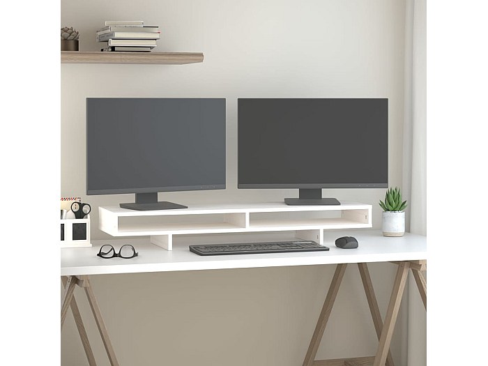 VidaXL Supporto per Monitor Bianco 100x24x13 cm in Legno Multistrato | Leroy Merlin VidaXL Supporto per Monitor Bianco 100x24x13 cm in Legno Multistrato | Leroy Merlin