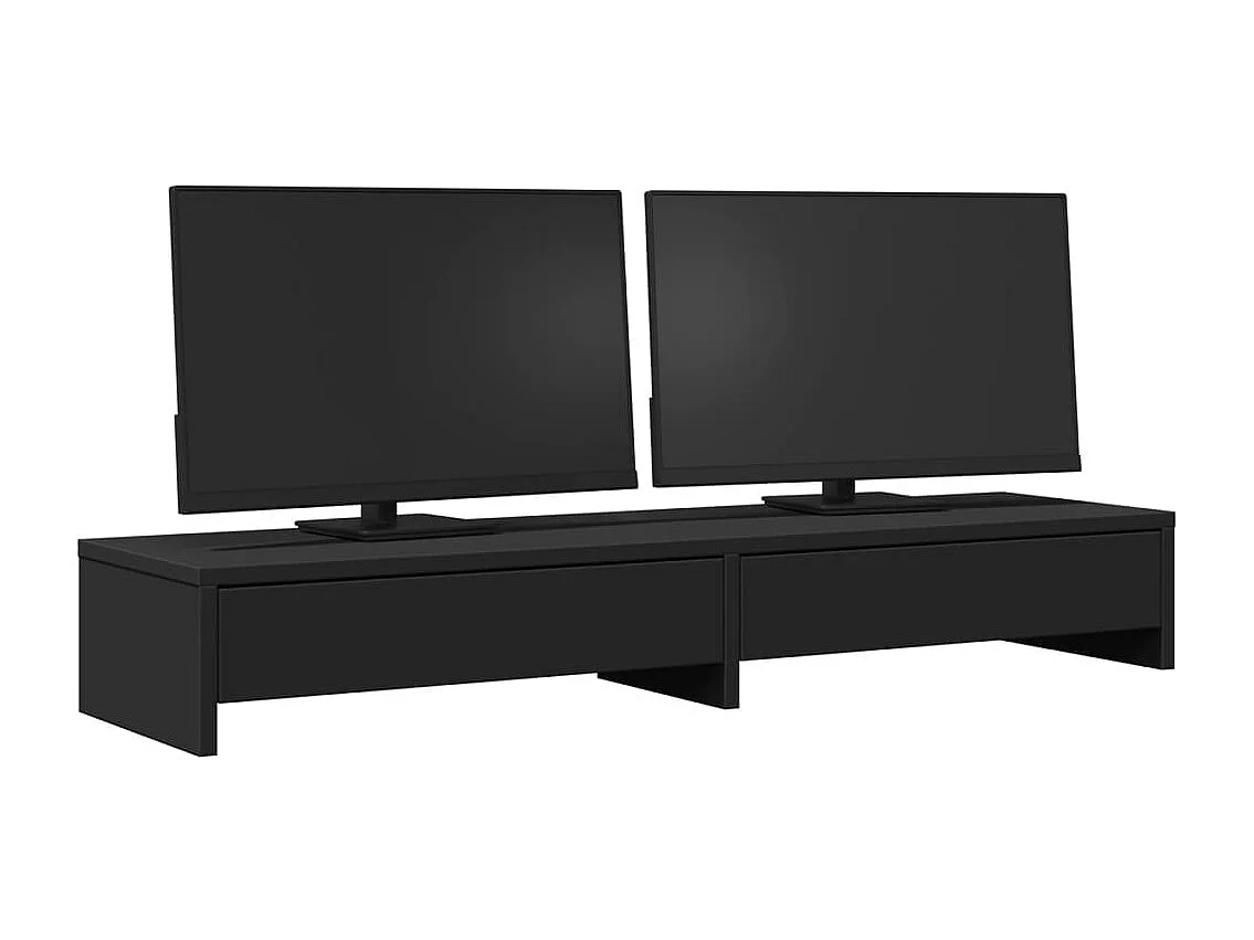 Support de moniteur avec tiroirs noir bois d'ingénierie