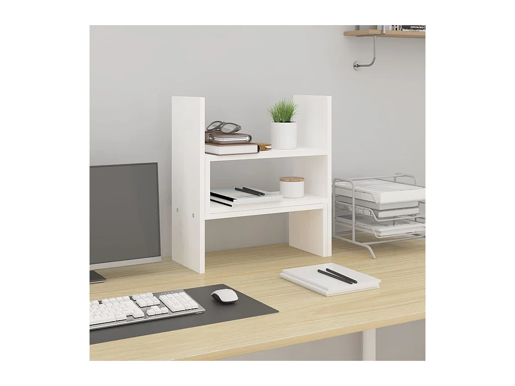 Supporto per monitor Bianco (39-72)x17x43 cm Legno di pino massiccio