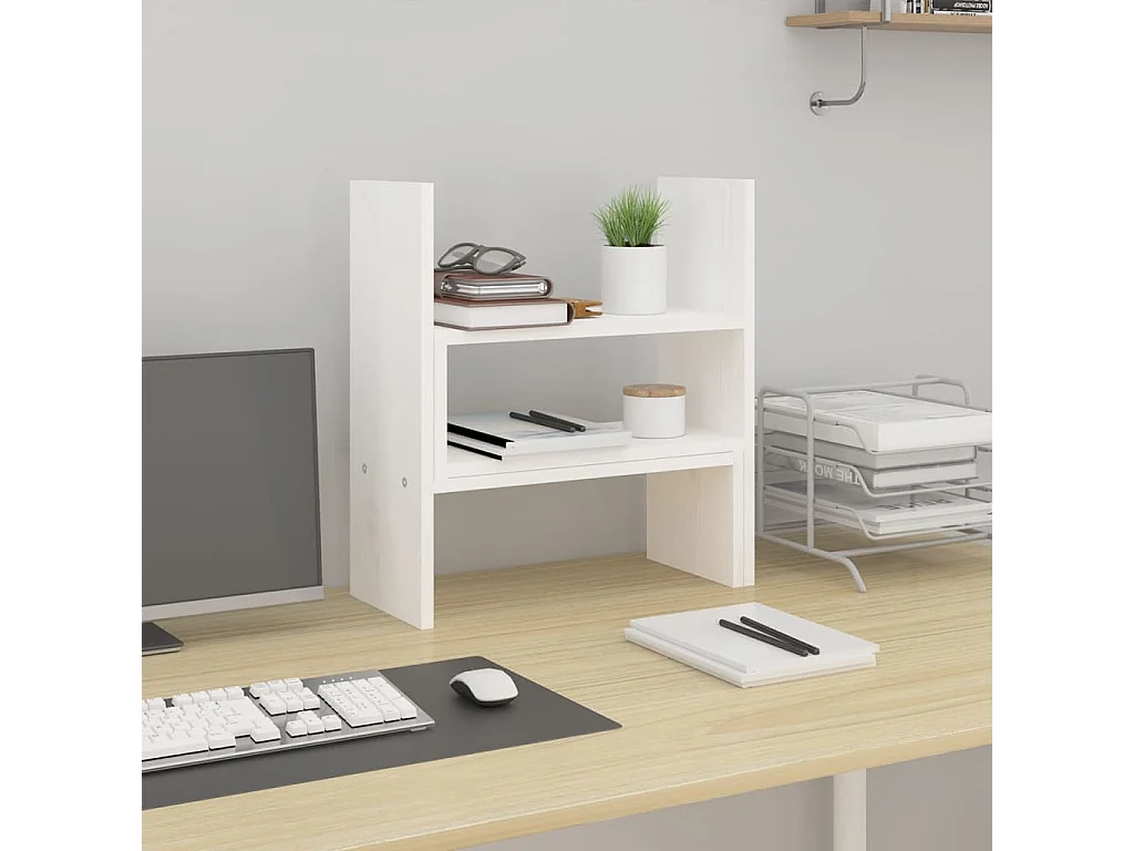 Monitorständer Weiß (39-72)x17x43 cm Massives Kiefernholz