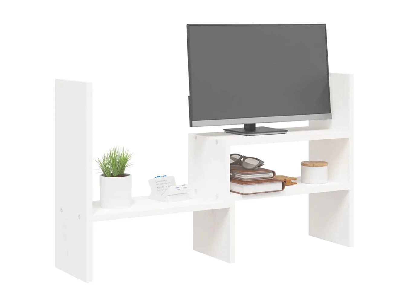 Monitorständer Weiß (39-72)x17x43 cm Massives Kiefernholz