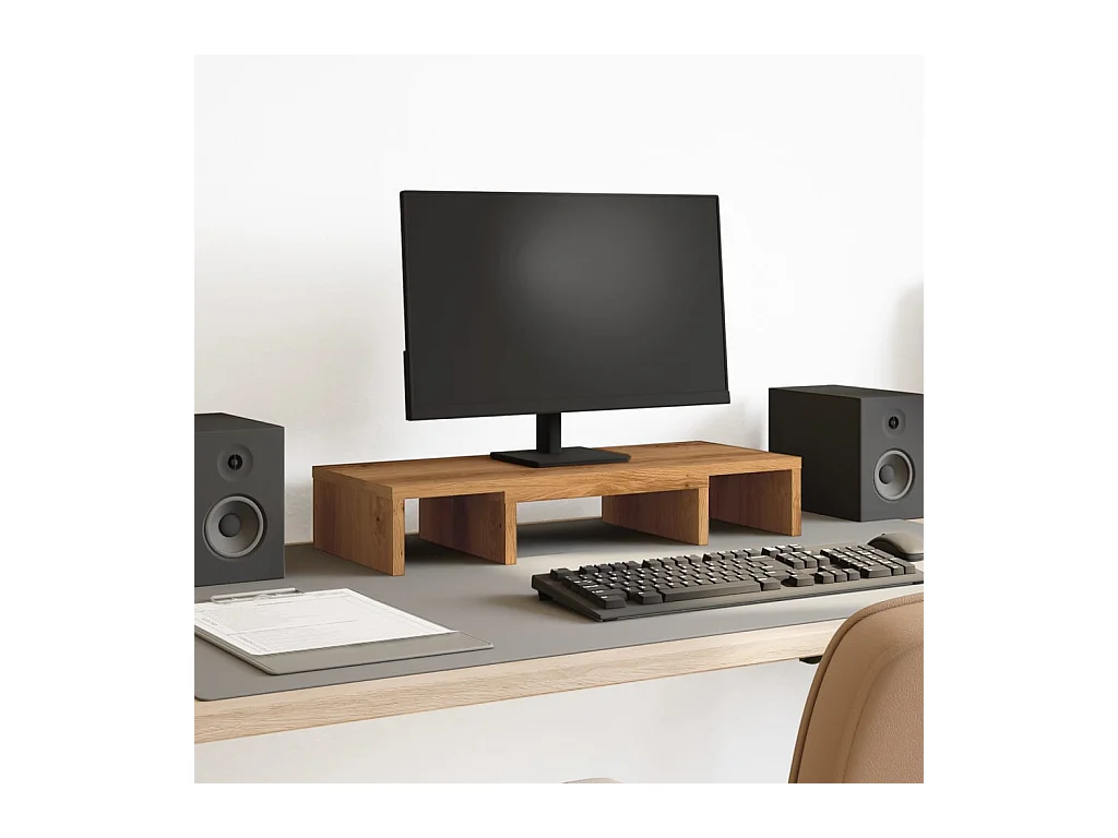 Support de moniteur réglable chêne artisanal bois d'ingénierie