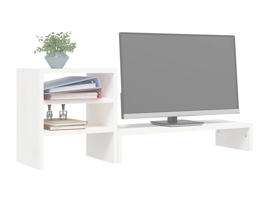 Monitorständer Weiß 81x20x30 cm Massives Kiefernholz