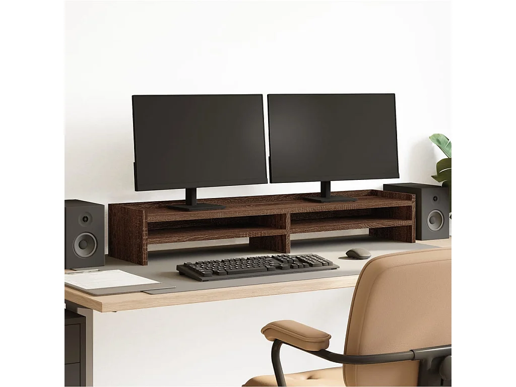 Suporte para monitor em carvalho marrom 100x24x16 cm madeira projetada