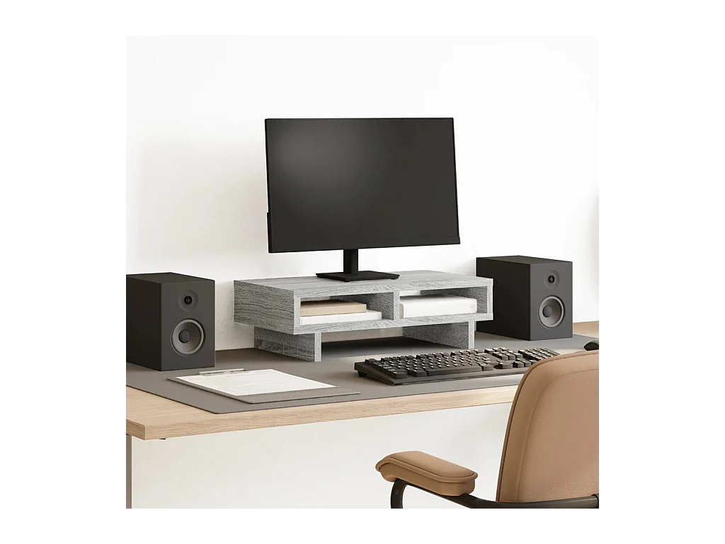 Supporto per monitor Sonoma grigio 50x27x15 cm in derivati del legno