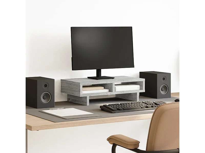 Support de moniteur sonoma gris 50x27x15 cm bois d'ingénierie