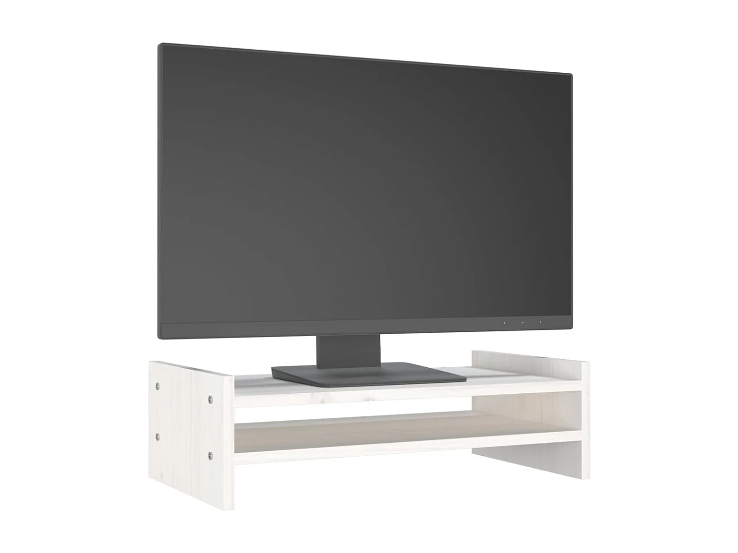 Supporto per monitor Bianco 50x27x15 cm Legno di pino massiccio
