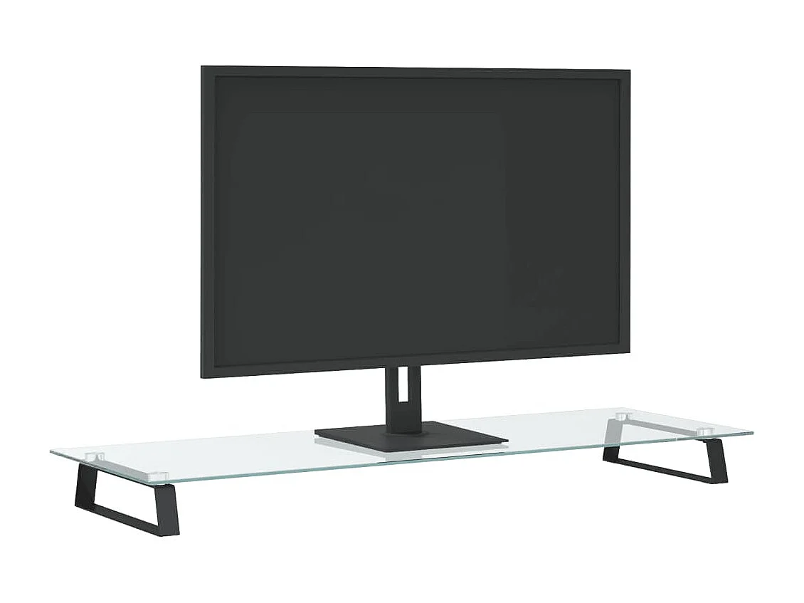 Soporte para monitor negro 100x35x8 cm vidrio templado y metal