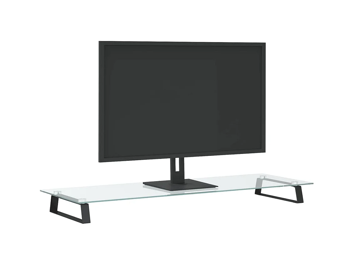 Support de moniteur noir 100x35x8 cm verre trempé et métal