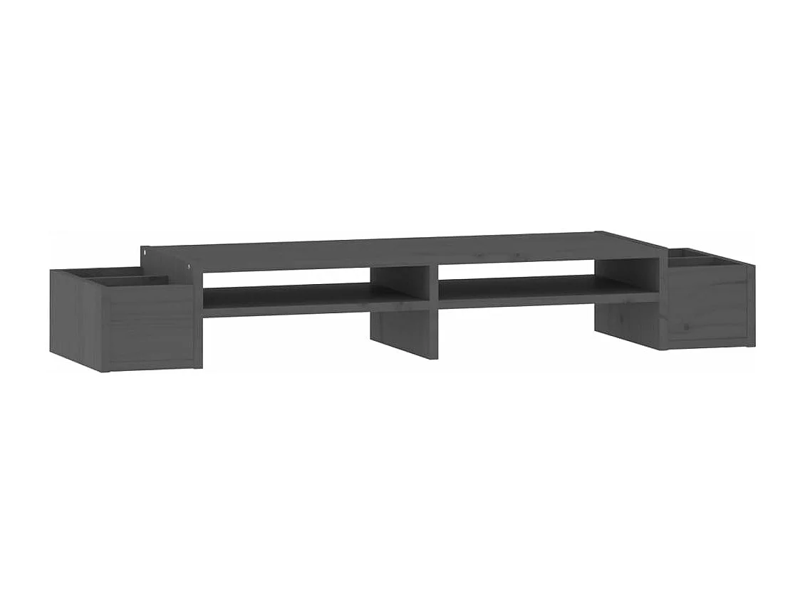 Suporte para monitor Cinza 100x27,5x15 cm Madeira maciça de pinho
