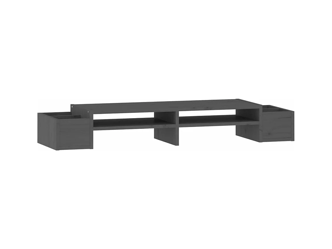 Support de moniteur Gris 100x27,5x15 cm Bois de pin solide