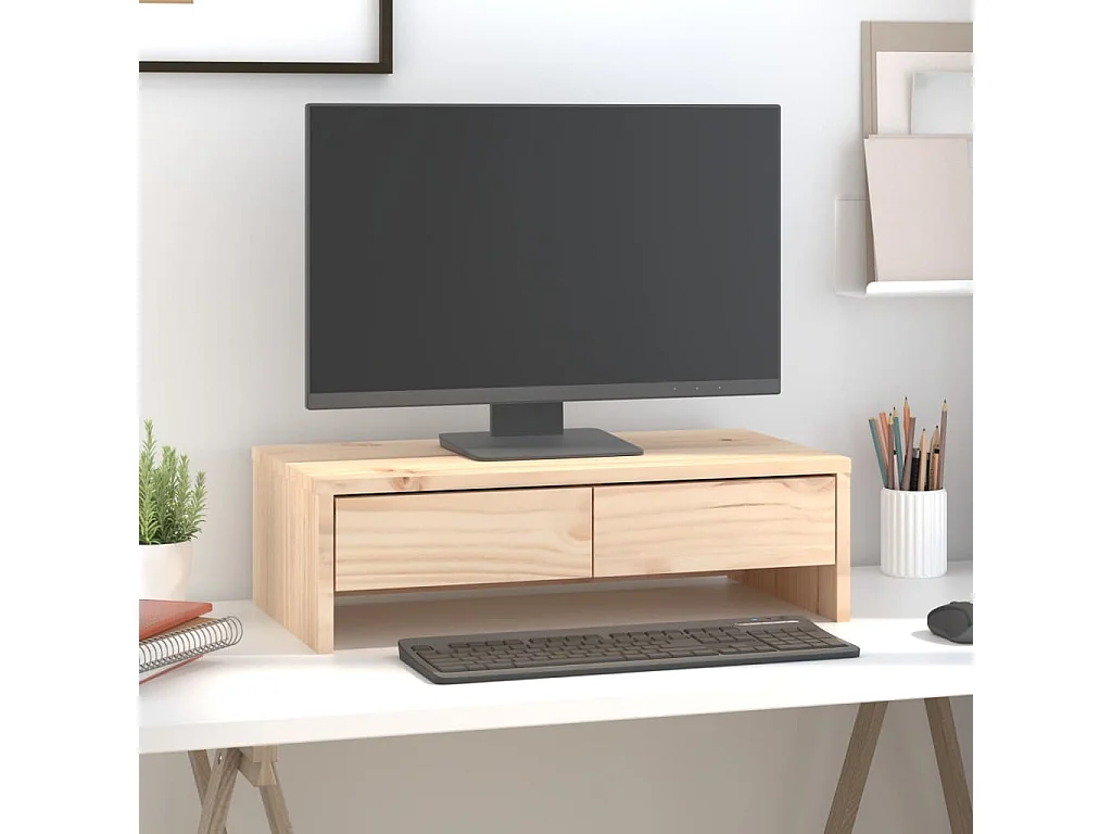 Supporto per monitor 50x27x15 cm Legno di pino massiccio