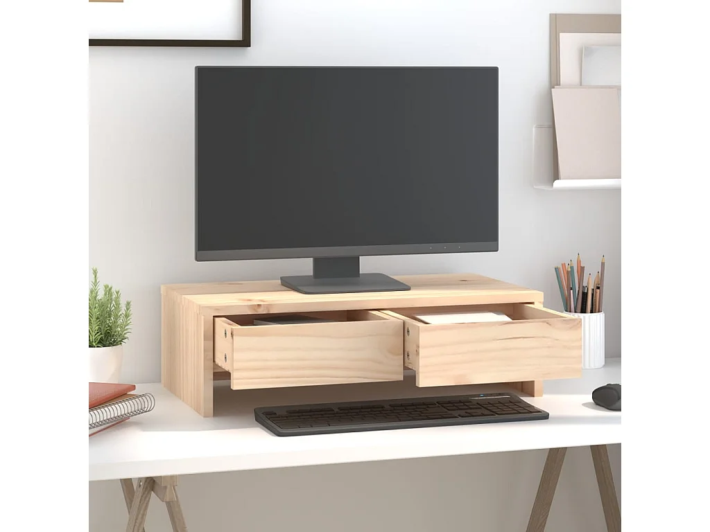 Supporto per monitor 50x27x15 cm Legno di pino massiccio