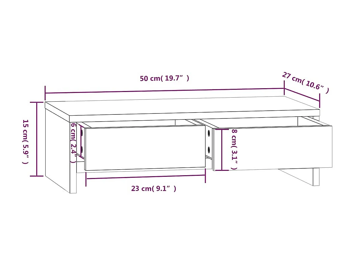 Support pour moniteur 50x27x15 cm Bois de pin solide