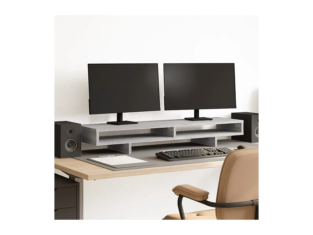Supporto per monitor Sonoma grigio 100x27x15 cm in derivati del legno